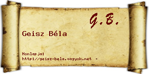 Geisz Béla névjegykártya